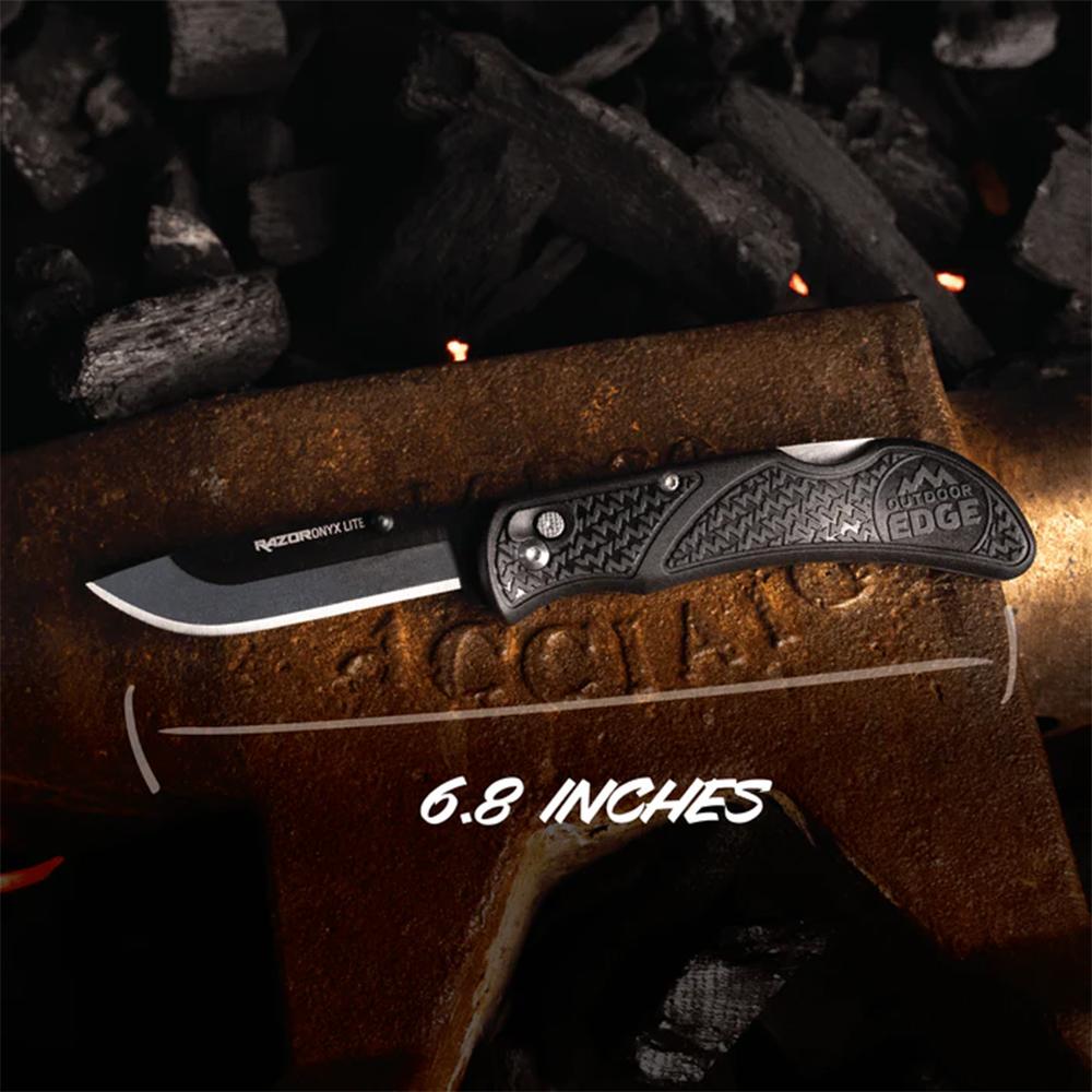 Outdoor Edge Onyx EDC Folding Knife 3" Drop Point Blades Black Picture of Outdoor Edge Outdoor Edge 3.0'' Razor Onyx Knife Black 3 Stainless Drop Point Blades