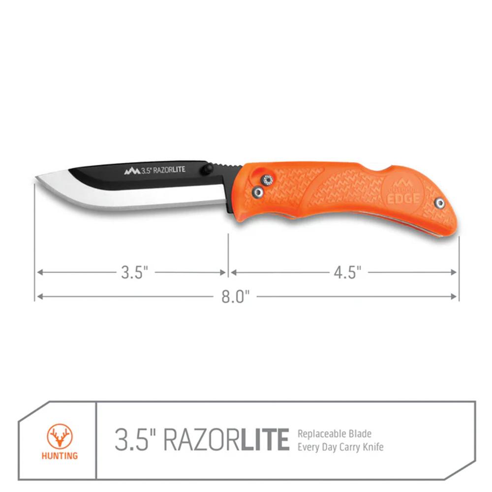 Outdoor Edge RazorPro L Replaceable Blade Folding Knife 3-1/2" Drop Point Blade Orange Clam Picture of Outdoor Edge RAZOR-BLAZE Orange-6 Blade)Clam