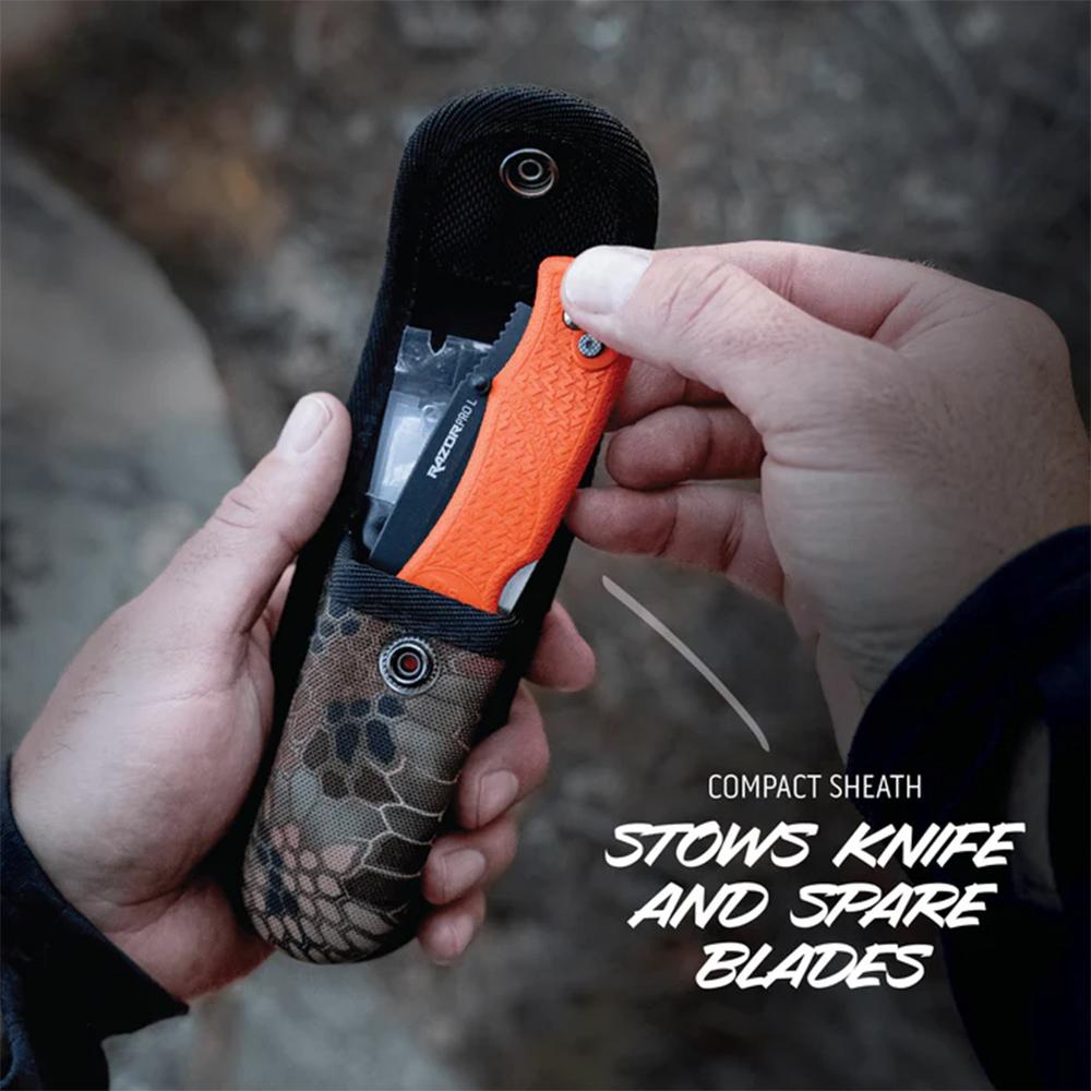 Outdoor Edge RazorPro L Replaceable Blade Folding Knife 3-1/2" Drop Point Blade Orange Clam Picture of Outdoor Edge RAZOR-BLAZE Orange-6 Blade)Clam