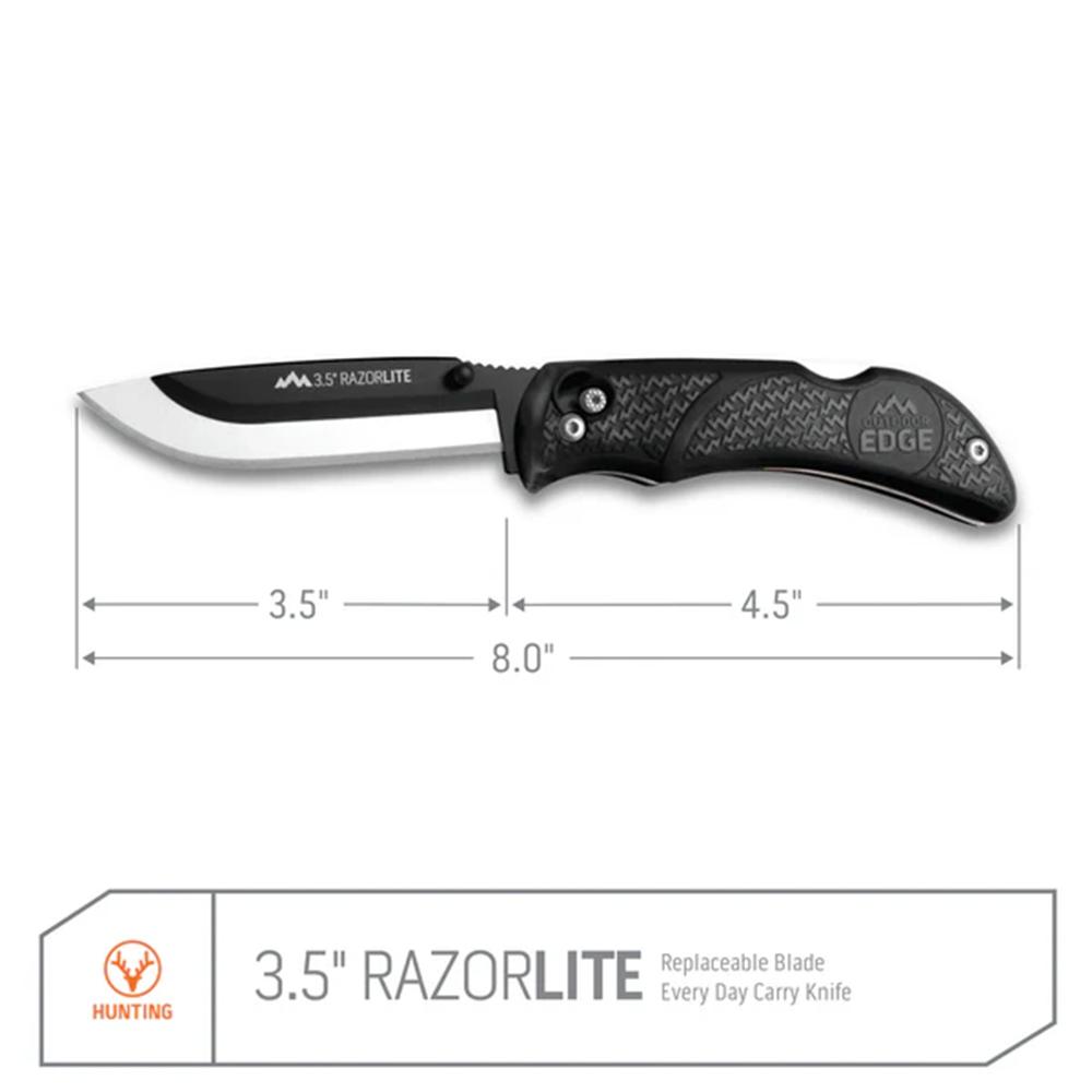 Outdoor Edge RazorPro L Replaceable Blade Hunting Knife 3-1/2" Drop Point Blade Black Picture of Outdoor Edge RAZOR-LITE (Black-6 Blades) Cla