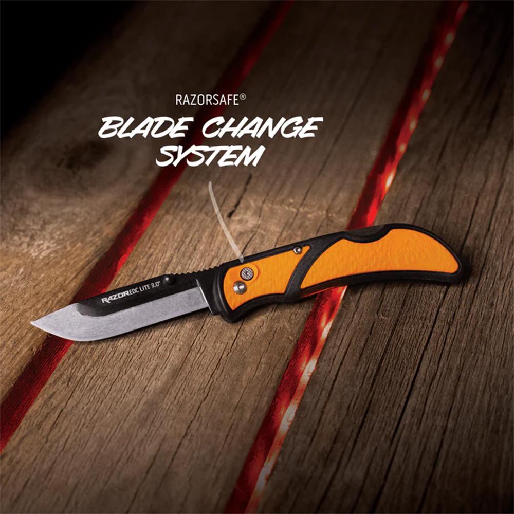 Outdoor Edge RazorEDC Lite Replaceable Blade Folding Knife 3" Drop Point Blade Orange Picture of Outdoor Edge Outdoor Edge 3.0'' Razor-Edc Lite Knf Orng 4 Stainless Drop Point Blades