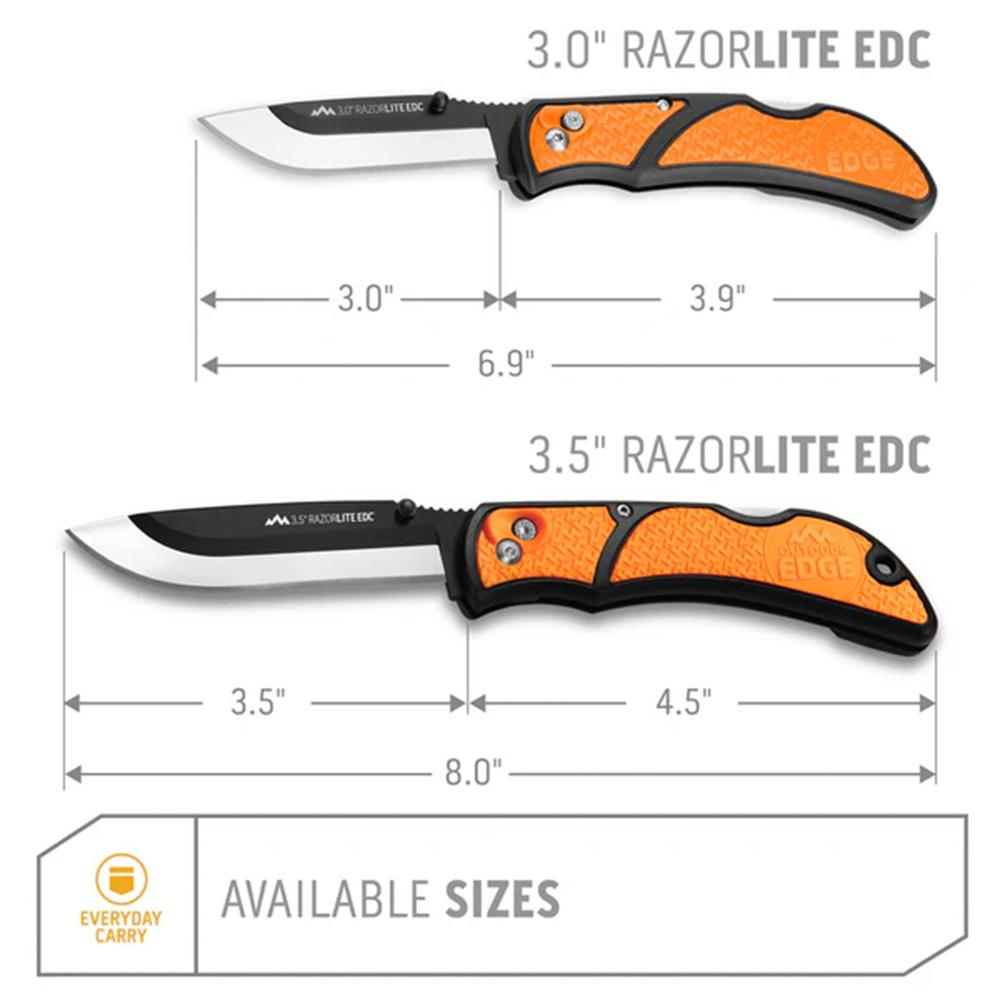 Outdoor Edge RazorEDC Lite Replaceable Blade Folding Knife 3-1/2" Drop Point Blade Blue Picture of Outdoor Edge Outdoor Edge 3.5'' Razor-Edc Lite Knife Blue 6 Stainless Drop Point Blades