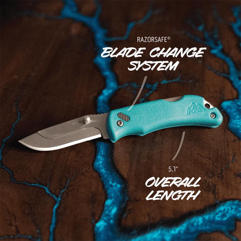 Outdoor Edge RazorMini Folding Knife 2-1/5" Drop Point Blade Green Picture of Outdoor Edge Outdoor Edge 2.2'' Razor-Mini Knife Olive Drab Grn 2 Blk Drop Point Blades