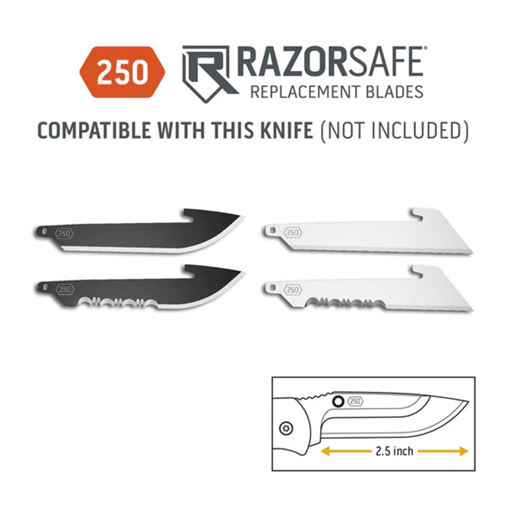 Outdoor Edge Razor-Work Knife 2-1/2" Blade Black with 2 Utility Blades Picture of Outdoor Edge Outdoor Edge 2.5'' Razor-Work Knife Black 2 Stainless Utility Blades