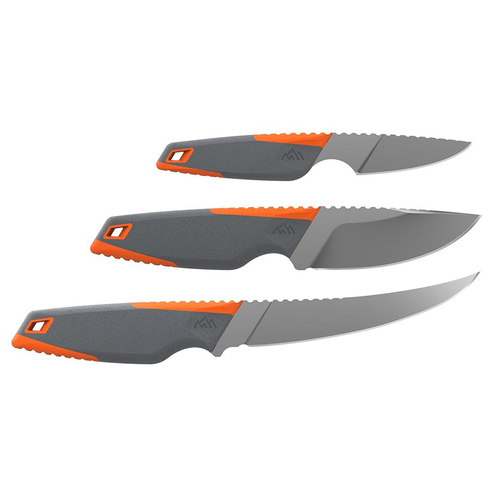 Outdoor Edge Vantex 4-Piece Roll Pack Knife Kit with 3 Blades Picture of Outdoor Edge Outdoor Edge Vantex 4-Piece Roll Pck Knf Kit Drp Pnt Boning Caping Shrpnr