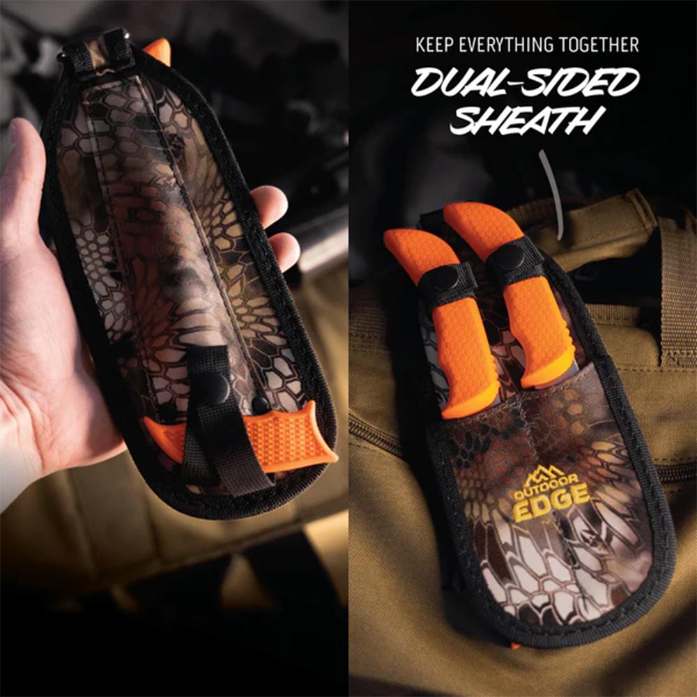 Outdoor Edge WildGuide 3-Piece Field Dressing Combo with Caping Knife/Skinner/Saw Picture of Outdoor Edge Outdoor Edge Wildguide Knf Set Gut Hook Skner & Caping Cmbo W/ Saw/Sheath