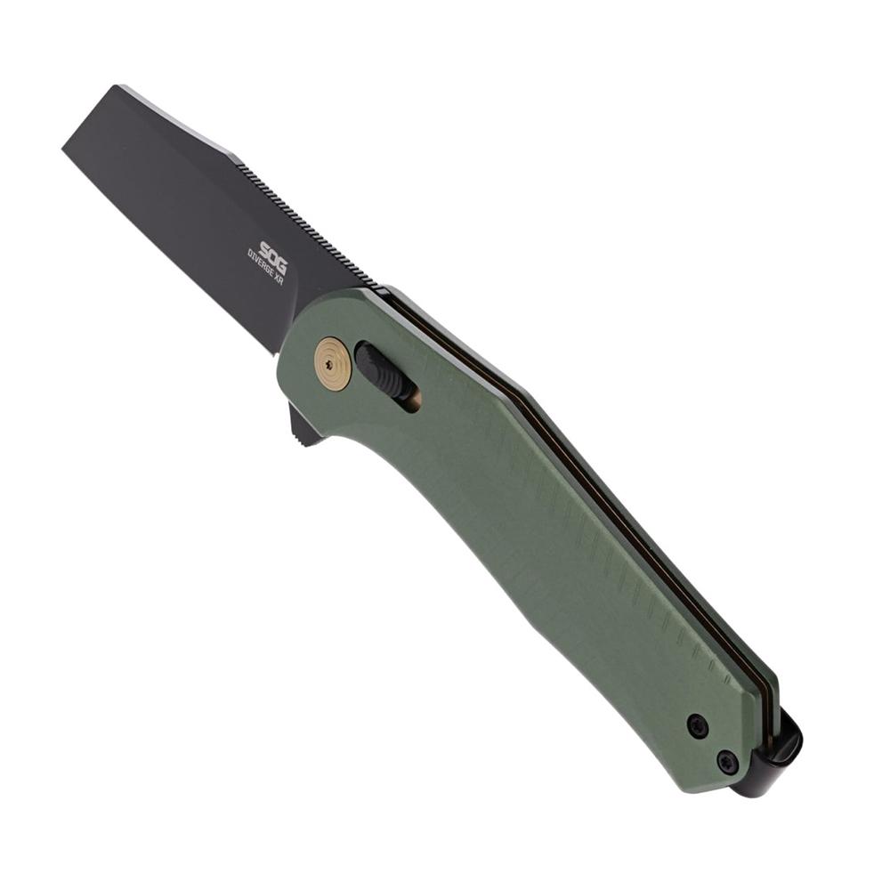 SOG Knives Diverge XR Folding Knife 3" Sheepsfoot Blade Black and Forest Green Blister Pack Picture of Sog Specialty Knives Inc. SOG KNIFE 2.9in Blade DIVERGE XR/FOREST GRN + BLACK BLISTER PACK FOLDING