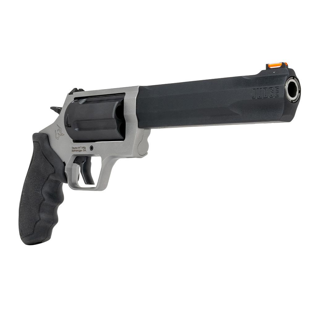 Taurus Judge Handgun .45 Colt/.410ga 5rd Capacity 6.5" Barrel Stainless Frame/Matte Cylinder Picture of Taurus International Inc. Taurus JUDGE .45 COLT/.410 GA DUO TONE 6.5" 5RD