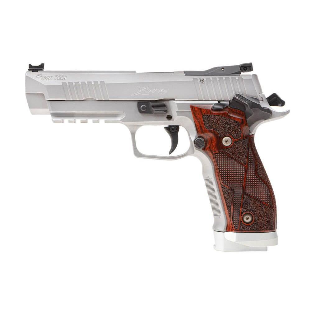 Sig Sauer P226 X-Five Stainless Custom Works Handgun 9mm Luger 20rd Magazines(3) 5" Barrel Cocobolo Grips SAO Picture of Sig Sauer SIG P226 9MM 5IN X-FIVE STS SAO WD (3)20RD CUSTOM WORKS