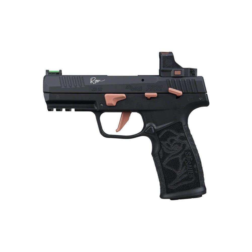 Sig Sauer P322 Rose Romeo RS Handgun .22 LR 20rd Magazines (3) 4" Barrel Black with Rose Savior Gun Bag Picture of Sig Sauer P322 22LR 4IN ROSE BLK FIBER OPTIC SIGHT (3)20RD ROSE RS SAVIOR BAG