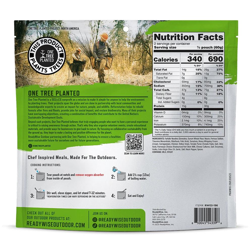 Picture of ReadyWise Company ReadyWise Outdoor Pro Meal Farfalle alla Vodka with Chicken Single Pouch