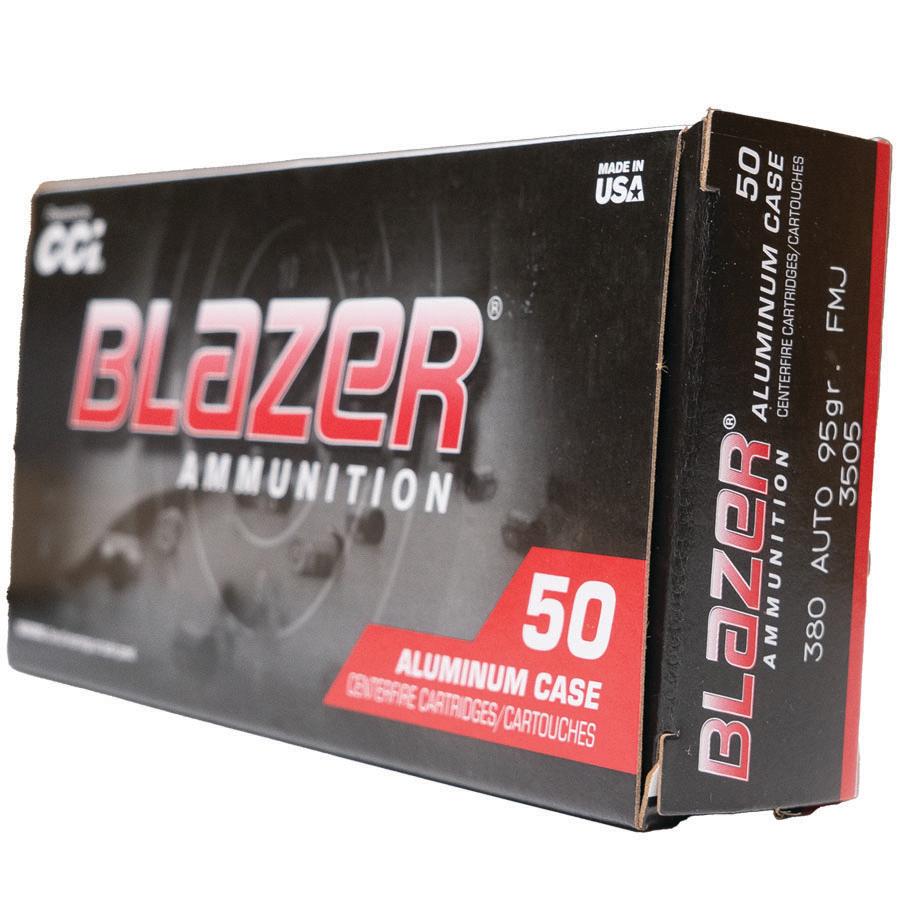 CCI Blazer Aluminum Handgun Ammunition .380 ACP 95gr FMJ 945 fps 1000/ct Case (20-50/ct Boxes) Picture of Cci BLAZER 380 AUTO 95GR FMJ AMMO 1000RD