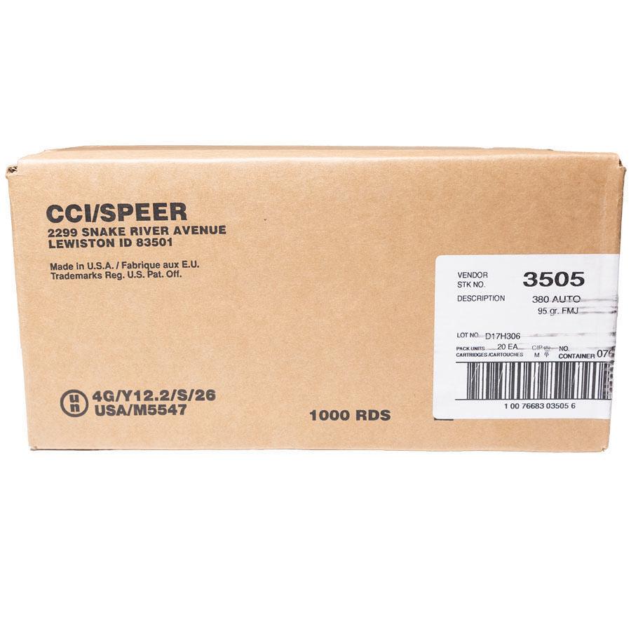 CCI Blazer Aluminum Handgun Ammunition .380 ACP 95gr FMJ 945 fps 1000/ct Case (20-50/ct Boxes) Picture of Cci BLAZER 380 AUTO 95GR FMJ AMMO 1000RD