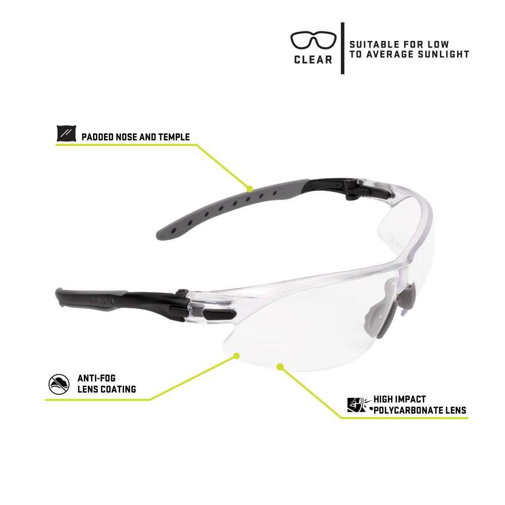 Allen ULTRX Keen Safety Glasses Black with Clear Lenses Picture of The Allen Company Inc. ULTRX Keen Safety Glasses - Clear