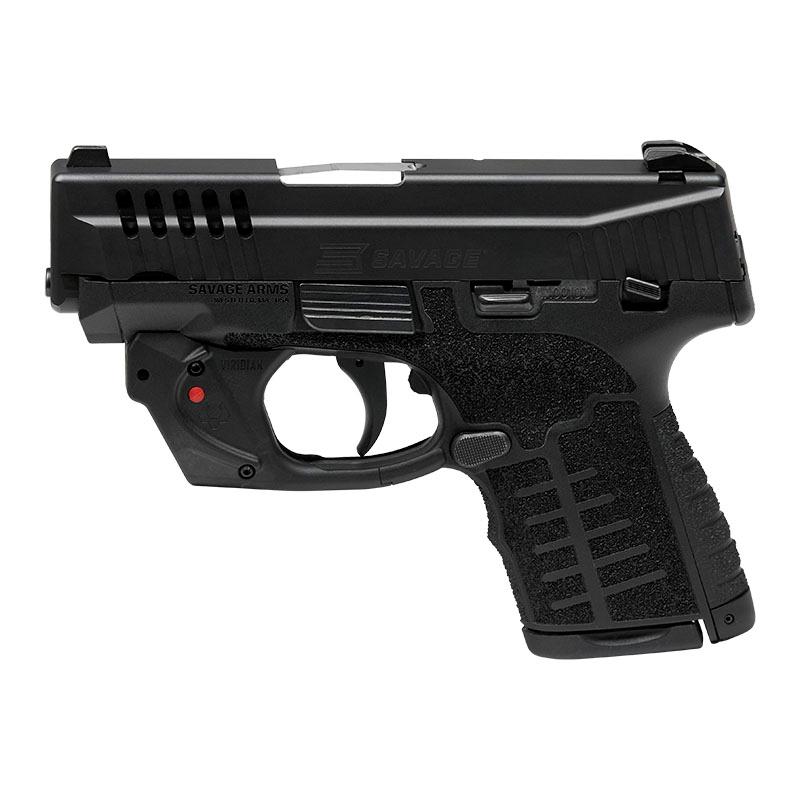 Savage Arms Stance Black Manual Safety Laser Handgun 9mm Luger 7rd Magazines 3.2" Barrel Black Picture of Savage Arms SAVAGE STANCEMC9MS BLKLZ MicroComp SnglStack 7+1/8+1 w/laser DEMO