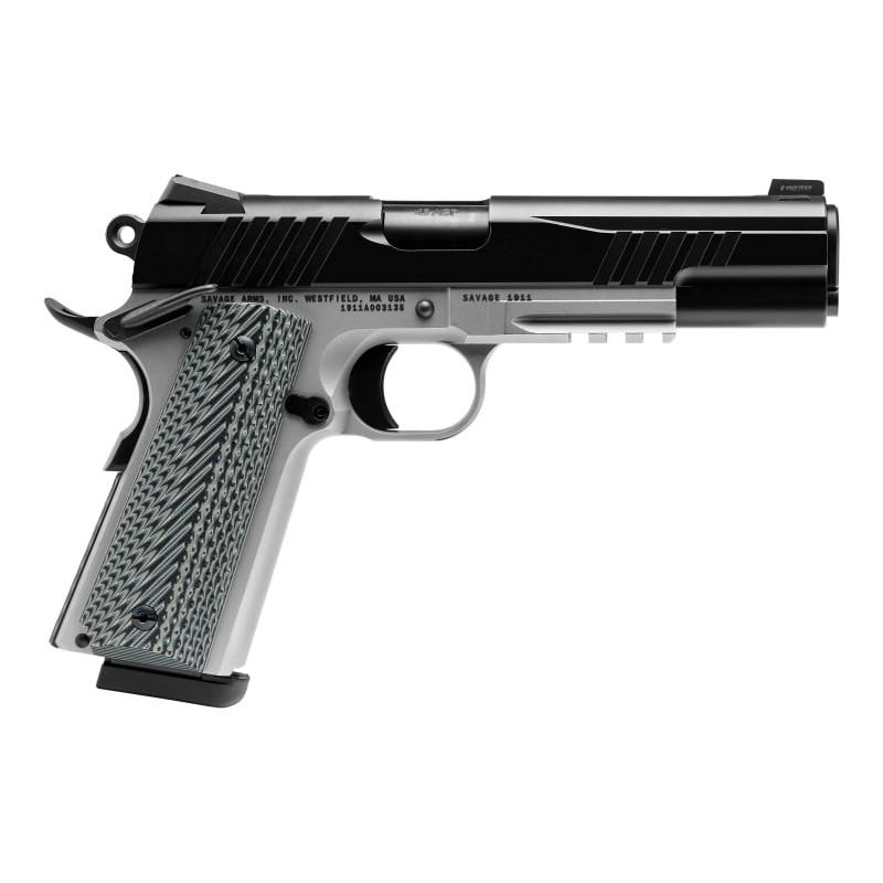 Savage 1911 Gov't Style Handgun 9mm Luger 10rd Magazines (1) 5" Barrel Black and Stainless with Rail -DEMO