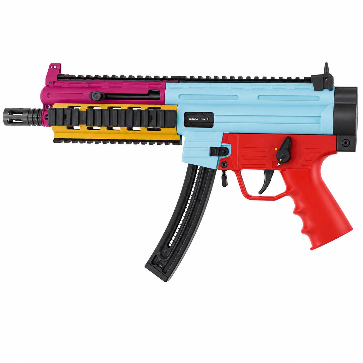 Blue Line GSG-16P Multi-Color Pistol .22 LR 22rd Magazine(1) 9" Barrel Picture of BLS Supply (Blue Line) Blue Line GSG-16P Multi-Color (22 rounds) 22LR 22+1RD MAG 9" BRL