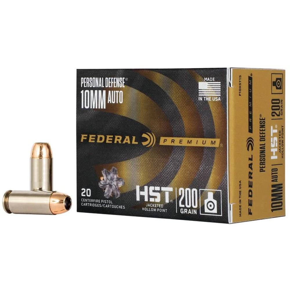 Federal Premium Personal Defense HST Handgun Ammunition 10mm AUTO 200 gr JHP 20/ct Picture of Federal Cartridge Co. FEDERAL 10MM AUTO 200GR HST AMMO 20RD
