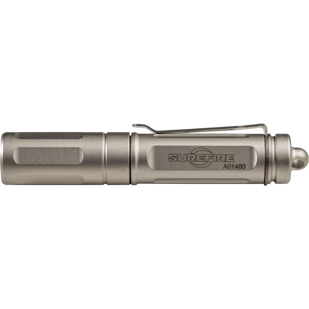 Surefire Titan-B Ultra Compact Keychain Flashlight 300 Lumens Silver Picture of Surefire Llc TITAN-B COMP LIGHT 5/75/300 LU AAA BATTERY ALUM BLK TYPE 3 ANO TWIST ON