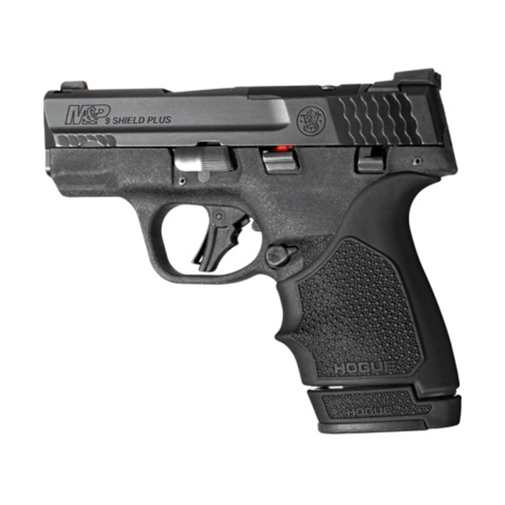 Hogue OverMolded Rubber Grip Extension Base Pad for S&W M&P 9 Shield Plus 13rd Magazines Black Picture of Hogue Inc. S&W M&P Shield Plus 9mm OverMolded Rbr Grip Ext Base Pad for 13 Rd Mag Blk