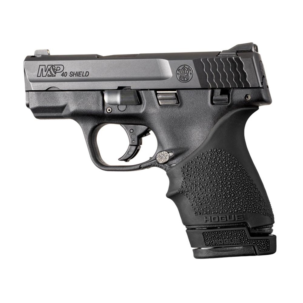 Hogue OverMolded Rubber Grip Extension Base Pad for S&W M&P 40 Shield 7rd Magazines Black Picture of Hogue Inc. S&W M&P Shield 40Cal OverMolded Rbr Grip Ext Base Pad for 7 Rd Mag Blk