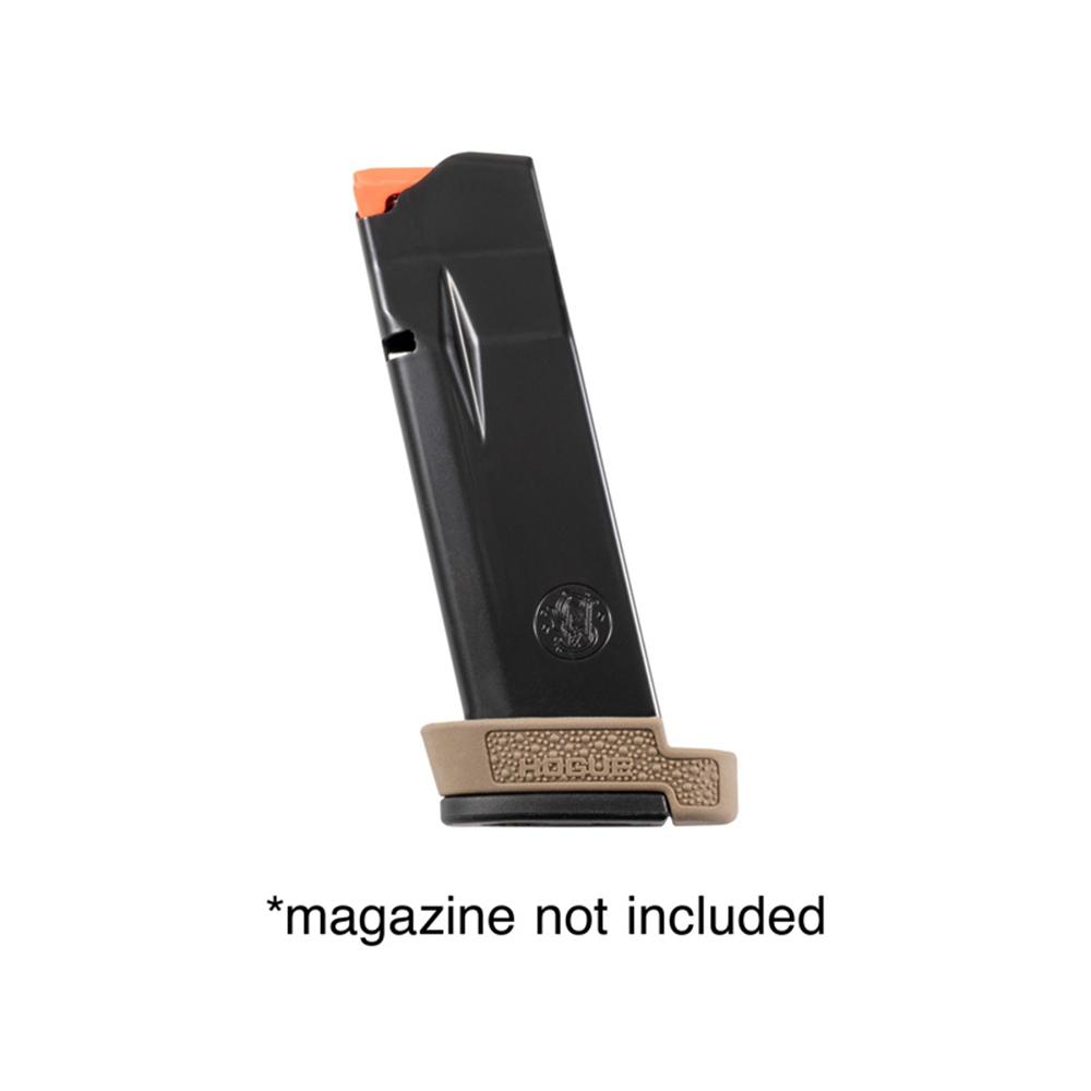 Hogue OverMolded Rubber Grip Extension Base Pad for S&W M&P Bodyguard 2.0 12rd Magazines FDE Picture of Hogue Inc. S&W M&P Bdygrd 2.0 .380 OverMolded Rbr Grip Ext Base Pad for 12 Rd Mag FDE