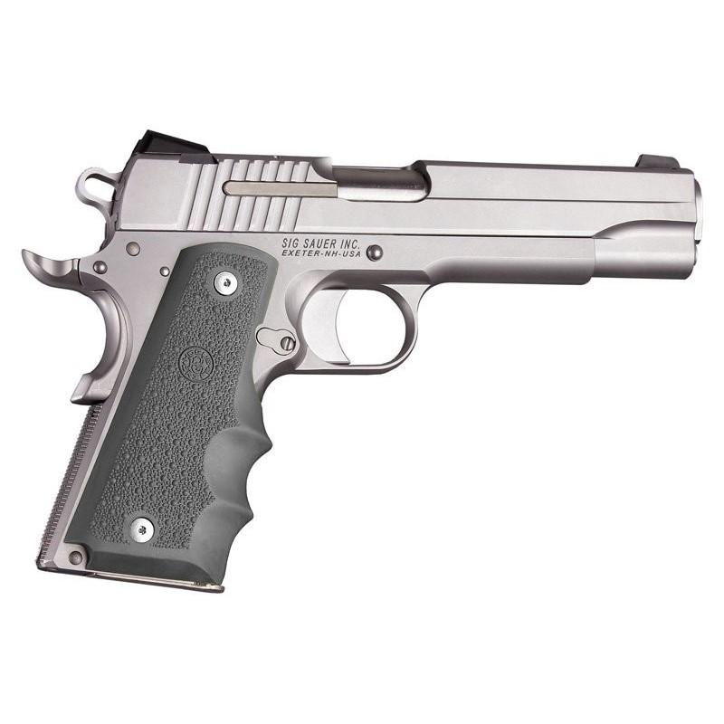Hogue 1911 Gov't Rubber Handgun Grips with Finger Grooves Slate Grey Picture of Hogue Inc. HOGUE 1911 GOVERNMENT PANELS W/FINGER GROOVES RUBER Slate Grey