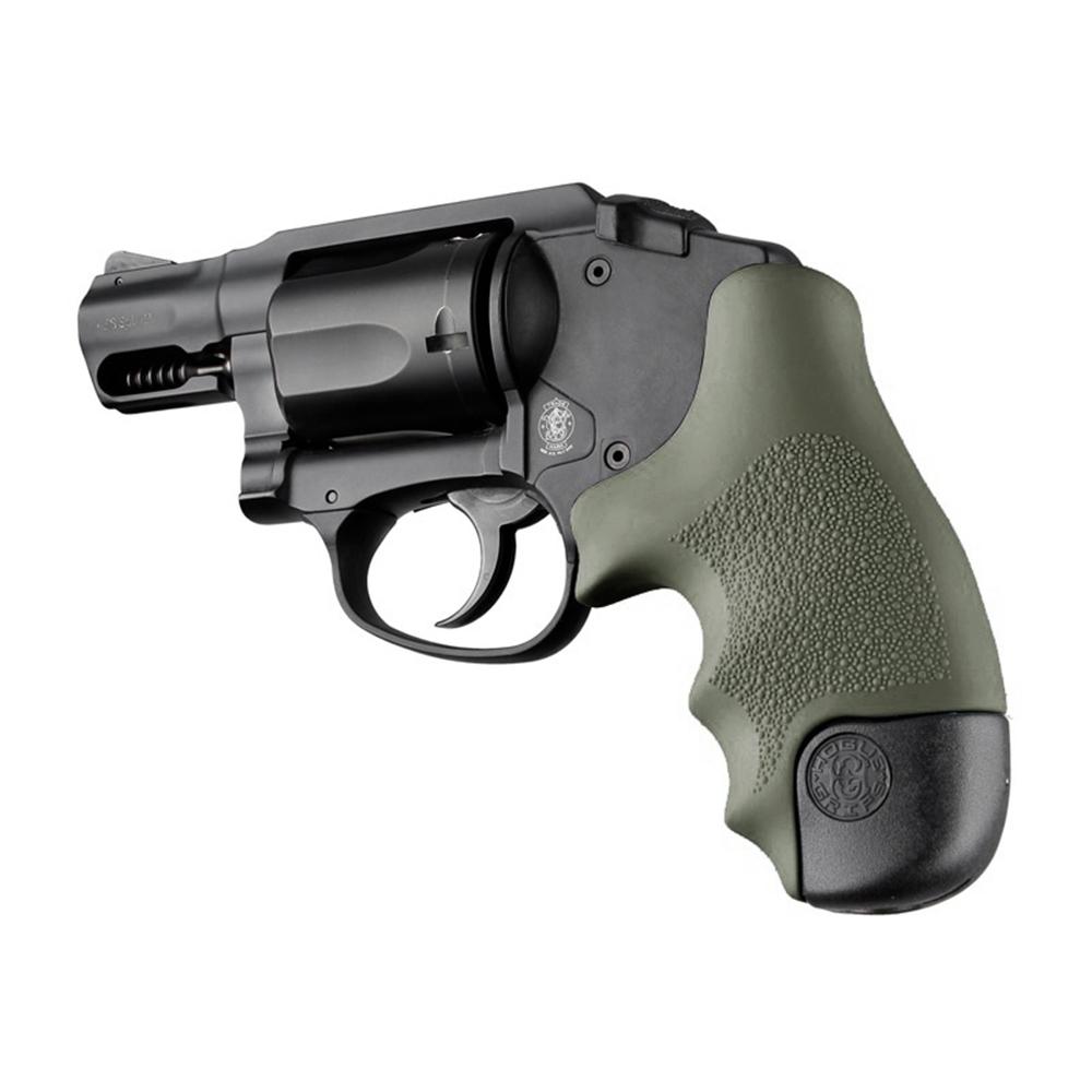 Hogue Overmolded Rubber Tamer Grip S&W Round Butt J-Frame Centennial Revolvers & Polymer M&P Bodyguard 38 OD Green Picture of Hogue Inc. S&W J Frm Rd Butt Cent/Polymer Bdygrd Rbr Tamer Grip ODG