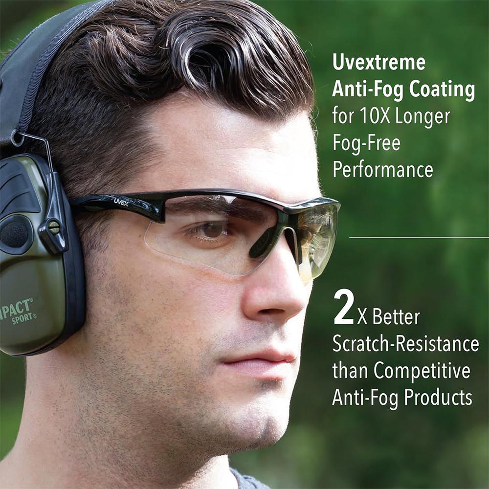 Howard Leight UVEX Acadia Shooting Glasses Black with Clear Lens Picture of Westchester Protective Gear DBA PIP Global Safety Westchester Acadia Clear Lens Uvextreme Plus AF Coa Eyewear