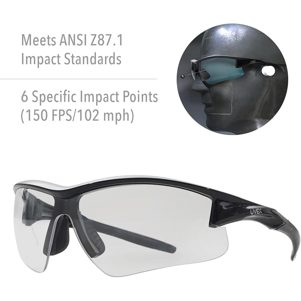 Howard Leight UVEX Acadia Shooting Glasses Black with Clear Lens Picture of Westchester Protective Gear DBA PIP Global Safety Westchester Acadia Clear Lens Uvextreme Plus AF Coa Eyewear