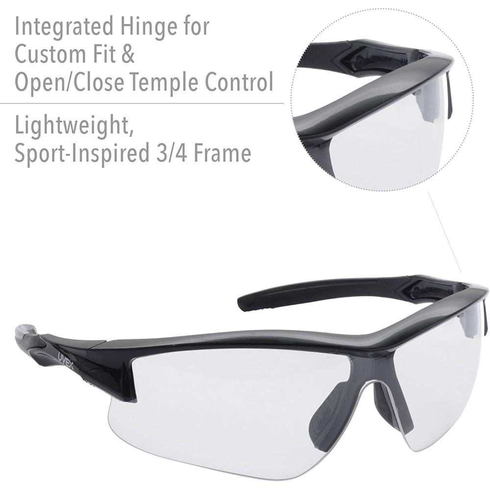 Howard Leight UVEX Acadia Shooting Glasses Black with Clear Lens Picture of Westchester Protective Gear DBA PIP Global Safety Westchester Acadia Clear Lens Uvextreme Plus AF Coa Eyewear