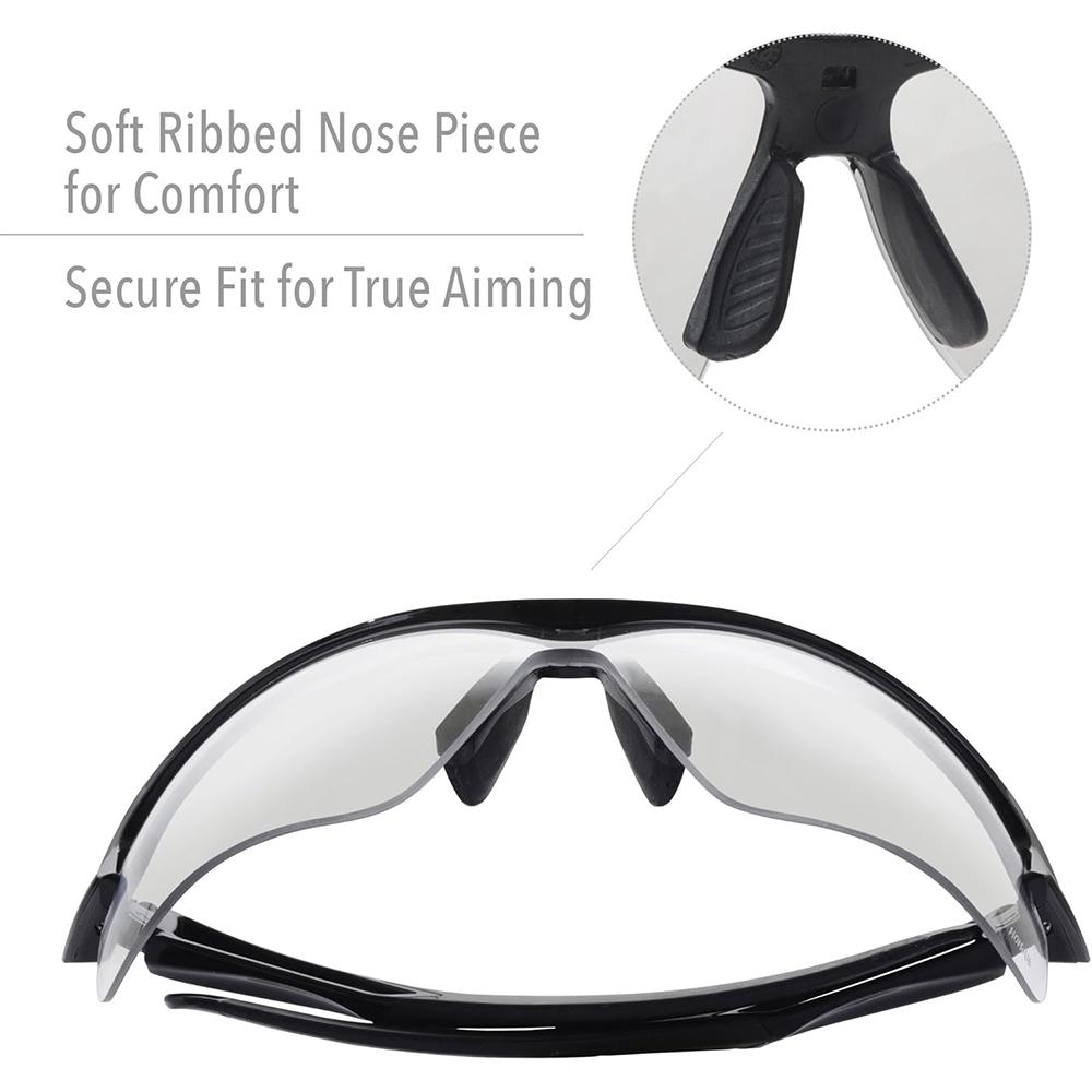 Howard Leight UVEX Acadia Shooting Glasses Black with Clear Lens Picture of Westchester Protective Gear DBA PIP Global Safety Westchester Acadia Clear Lens Uvextreme Plus AF Coa Eyewear