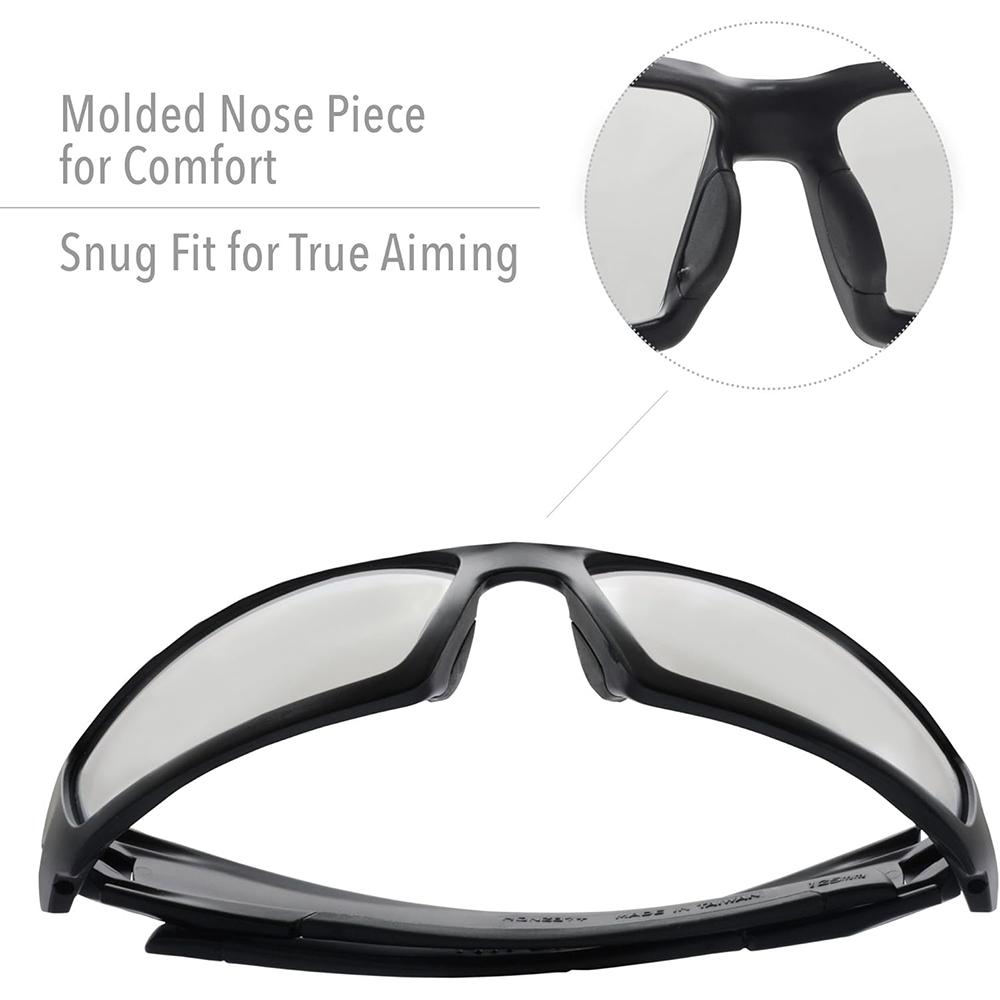 Howard Leight UVEX Hypershock Shooting Glasses Black with Clear Lens Picture of Westchester Protective Gear DBA PIP Global Safety Westchester Hupershock Clear Lens uvextreme Plus AF Eyewear