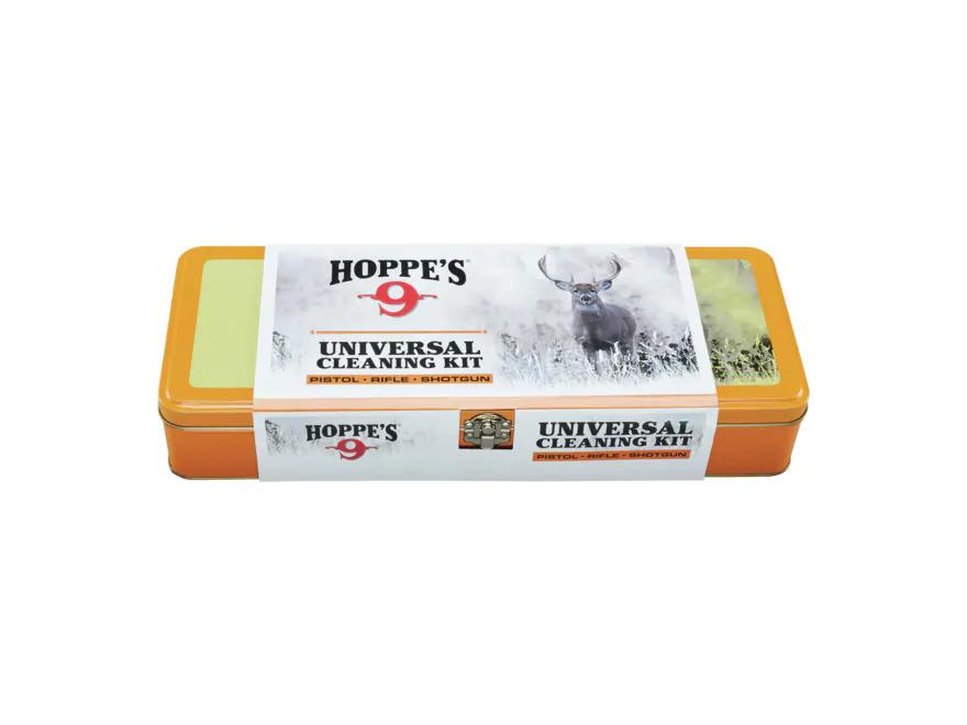 Hoppe's Universal Gun Cleaning Kit in Tin Box Picture of Hoppe's TIN KIT W/ NO 9 CLEANER - ROD - BRUSHES