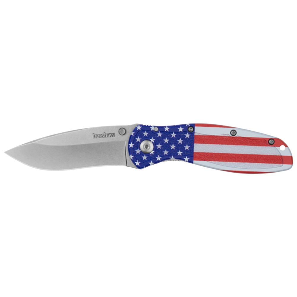 Kershaw Blur Folding Knife 3-2/5" Drop Point Blade USA Flag Picture of Kershaw Knives BLUR - ALUM USA FLAG/SW FOLDING KNIFE
