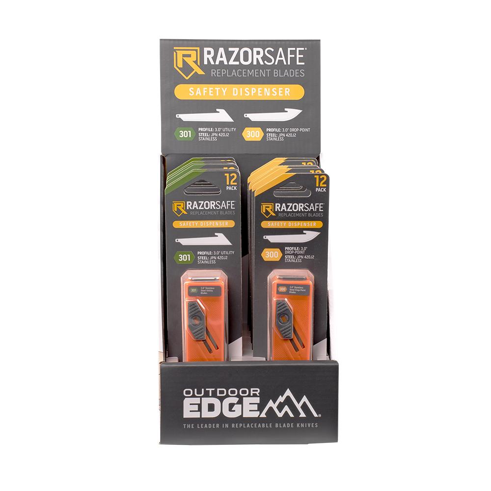 Outdoor Edge RazorSafe Blade Dispenser Display 12/ct Picture of Outdoor Edge OUTDOOR EDGE RAZORSAFE BLADE DISPENER 12 PC. DISPLAY