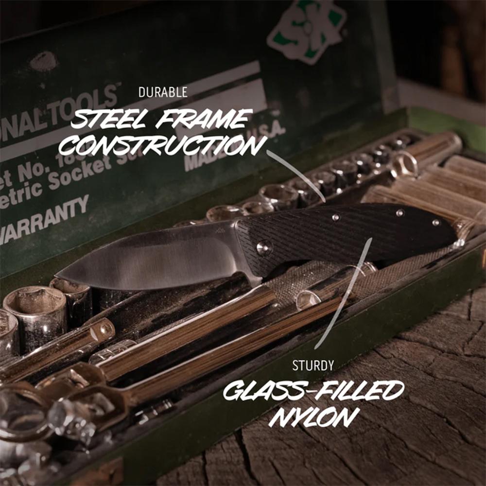 Outdoor Edge Brutus Folding Knife 3-3/10 Modified Sheepsfoot Black Picture of Outdoor Edge Outdoor Edge Brutus Knife Black Gfn Stainless 4Cr Blade Liner Lock
