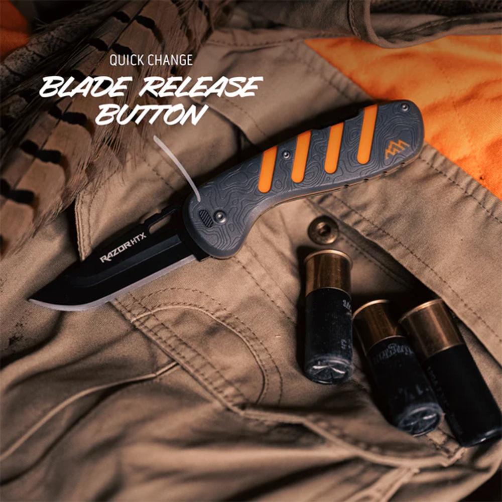 Outdoor Edge Razor HTX Replaceable Blade Folding Knife 3" Blades Grey Picture of Outdoor Edge Outdoor Edge Razor Htx 3.0'' Folding Knife Gray And Orange Blk Hardware
