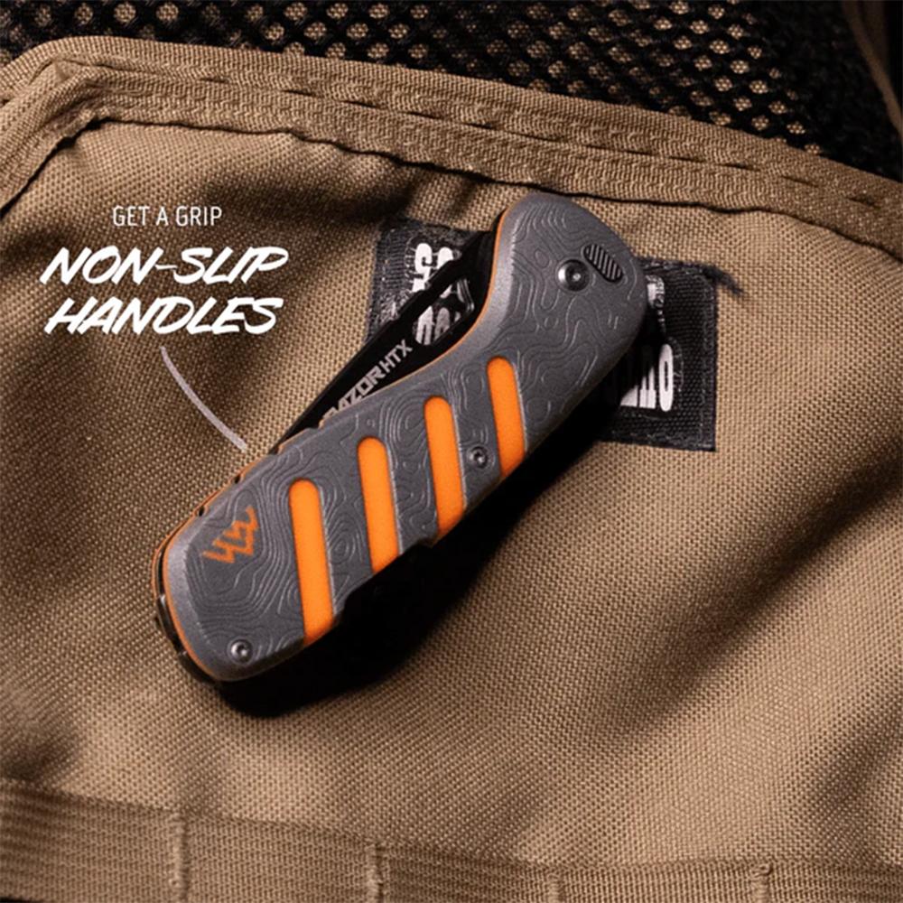 Outdoor Edge Razor HTX Replaceable Blade Folding Knife 3" Blades Grey Picture of Outdoor Edge Outdoor Edge Razor Htx 3.0'' Folding Knife Gray And Orange Blk Hardware