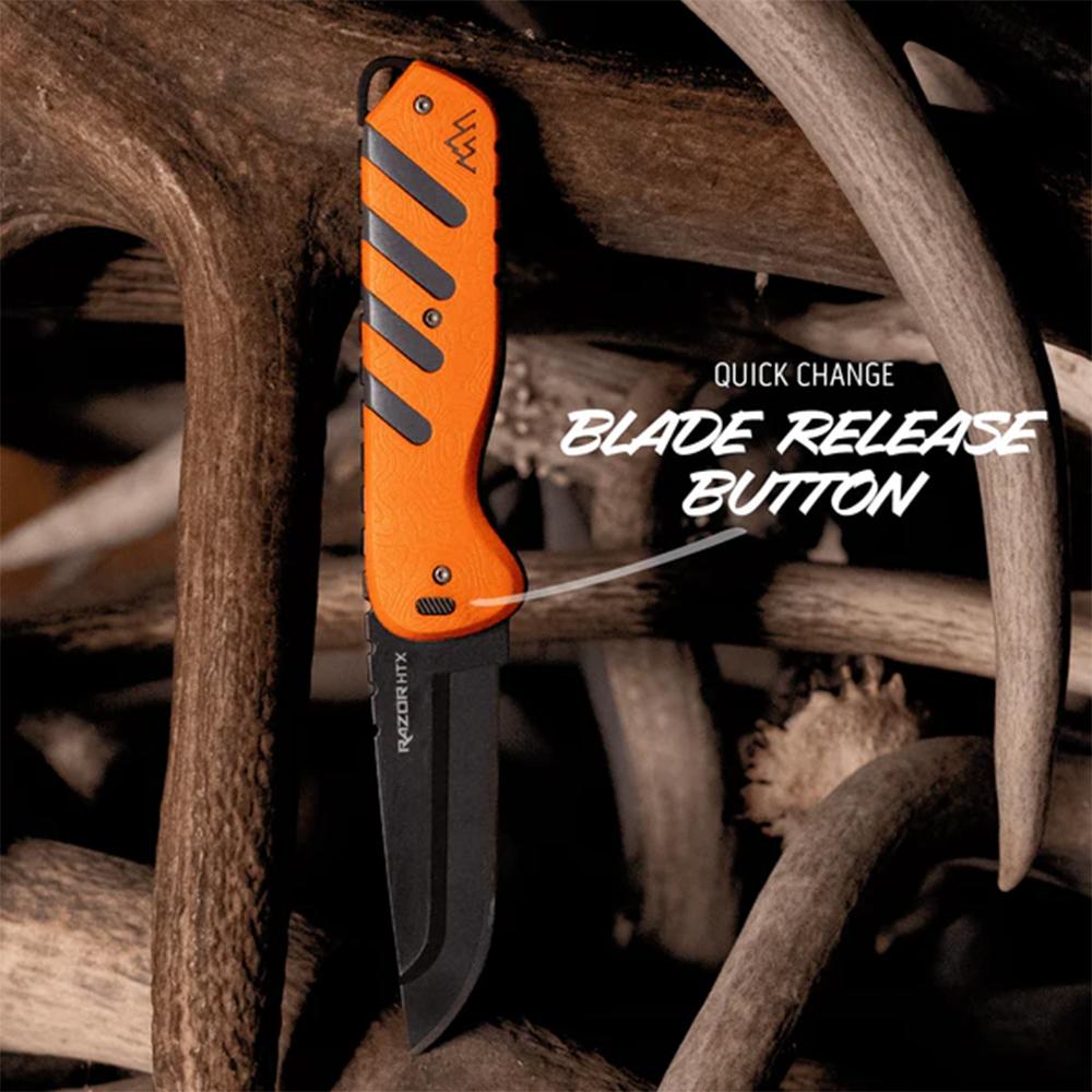 Outdoor Edge Razor HTX Replaceable Blade Fixed Knife 3-1/2" Blades Orange Picture of Outdoor Edge Outdoor Edge Razor Htx 3.5'' Fixed Knife Orange And Gray Blk Hardware