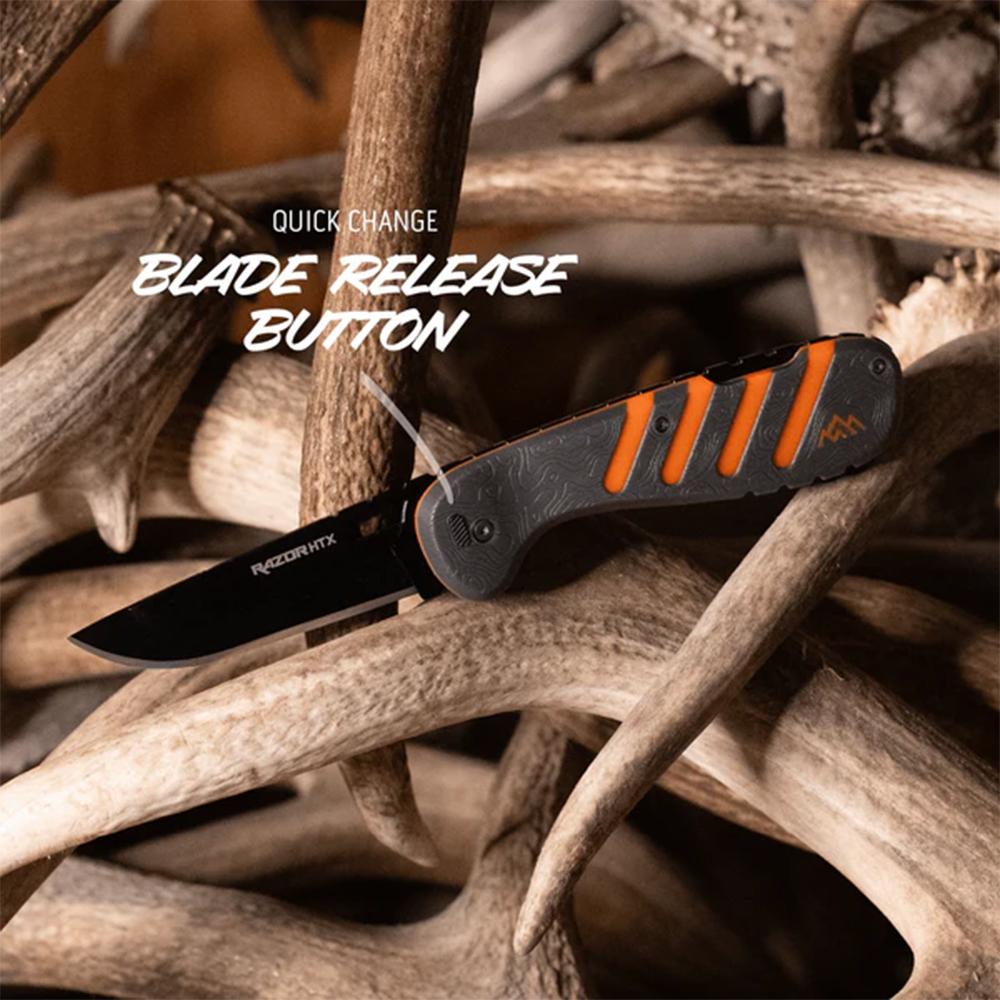 Outdoor Edge Razor HTX Replaceable Blade Folding Knife 3-1/2" Blades Orange Picture of Outdoor Edge Outdoor Edge Razor Htx 3.5'' Folding Knife Gray And Orange Blk Hardware