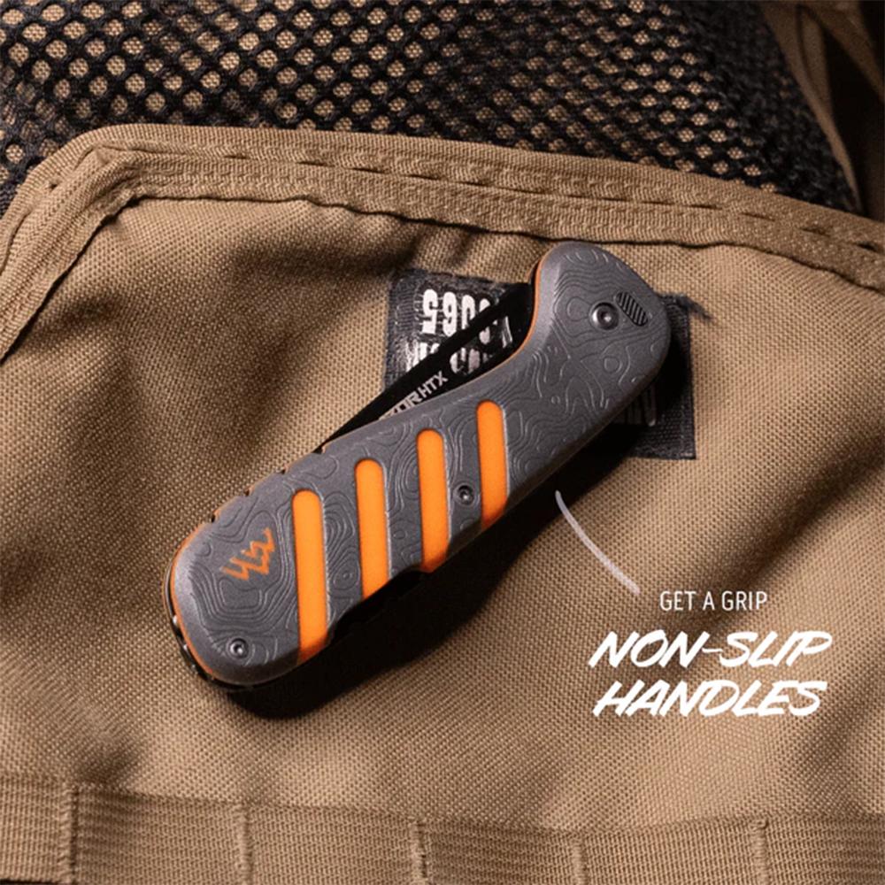 Outdoor Edge Razor HTX Replaceable Blade Folding Knife 3-1/2" Blades Orange Picture of Outdoor Edge Outdoor Edge Razor Htx 3.5'' Folding Knife Gray And Orange Blk Hardware