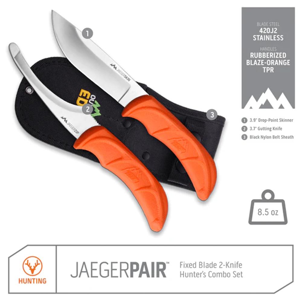 Outdoor Edge JaegerPair Fixed Knives Picture of Outdoor Edge Outdoor Edge Jaeger-Pair Skinner & Gutting Knife Combo W/ Sheath