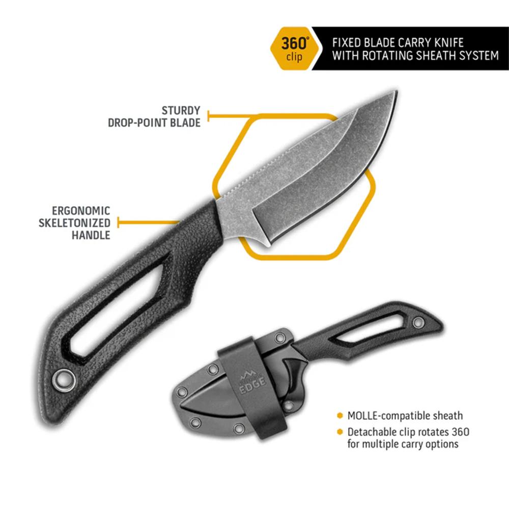 Outdoor Edge Pivot Knife 2-1/2" Drop-Point Blade Black Picture of Outdoor Edge Outdoor Edge Pivot Knife Drop-Point Black W/ Sheath