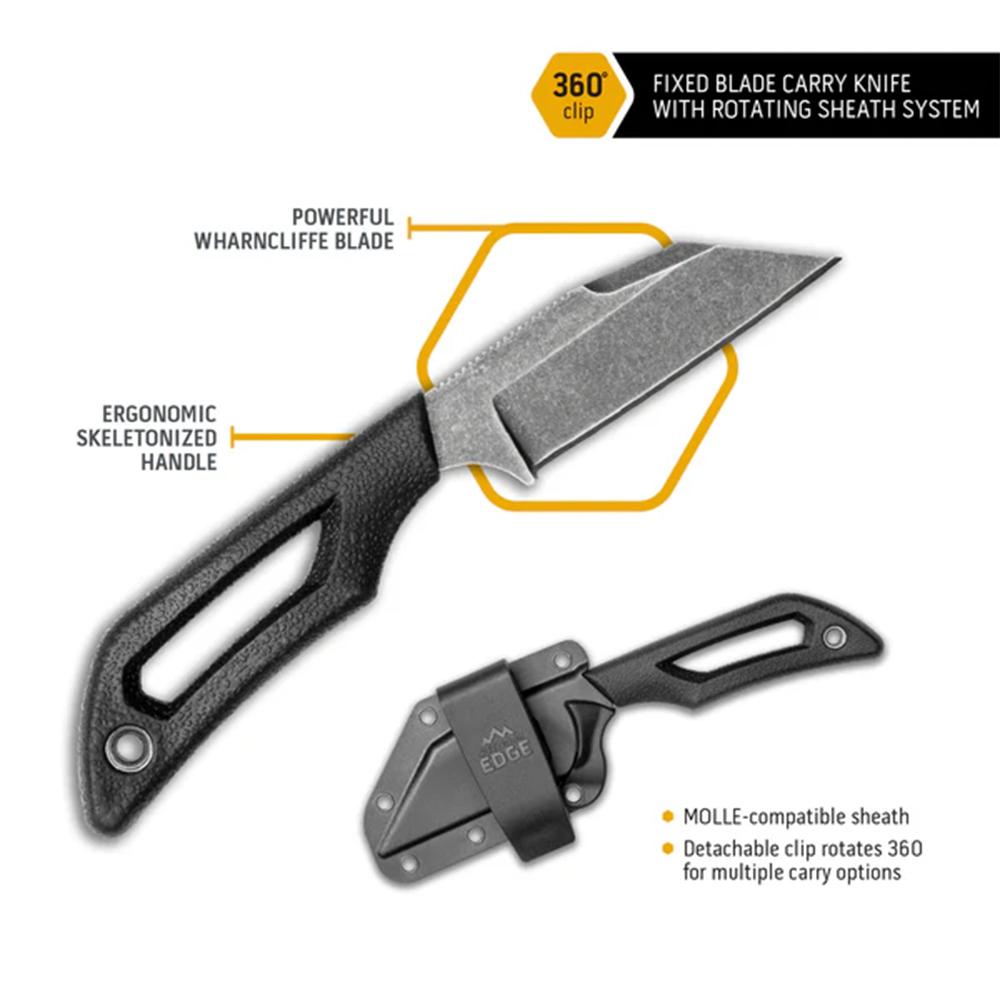 Outdoor Edge Pivot Fixed Knife  2-3/5" Wharncliffe Blade Black Picture of Outdoor Edge Outdoor Edge Pivot Knife Wharncliffe Black W/ Sheath