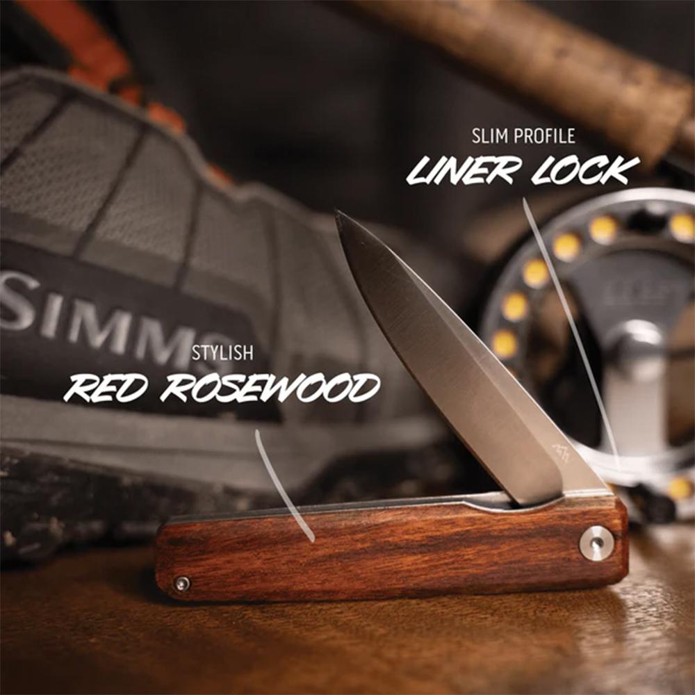 Outdoor Edge Peleus Folding Knife 3-3/10" Clip Point Blade Wood Picture of Outdoor Edge Outdoor Edge Peleus Knife Wood Stainless 8Cr Blade Liner Lock