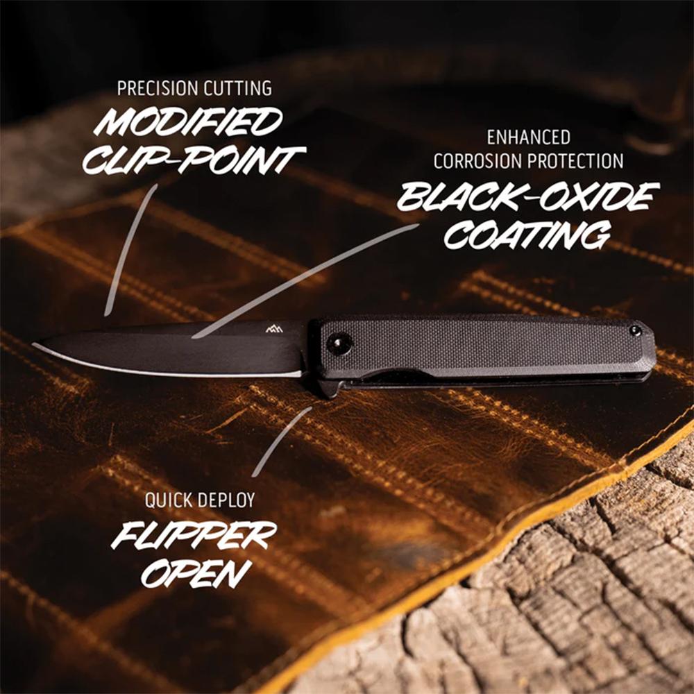 Outdoor Edge Peleus Folding 3-3/10" Clip Point Blade Blade Black Picture of Outdoor Edge Outdoor Edge Peleus Knife Black G10 Black 8Cr Blade Liner Lock