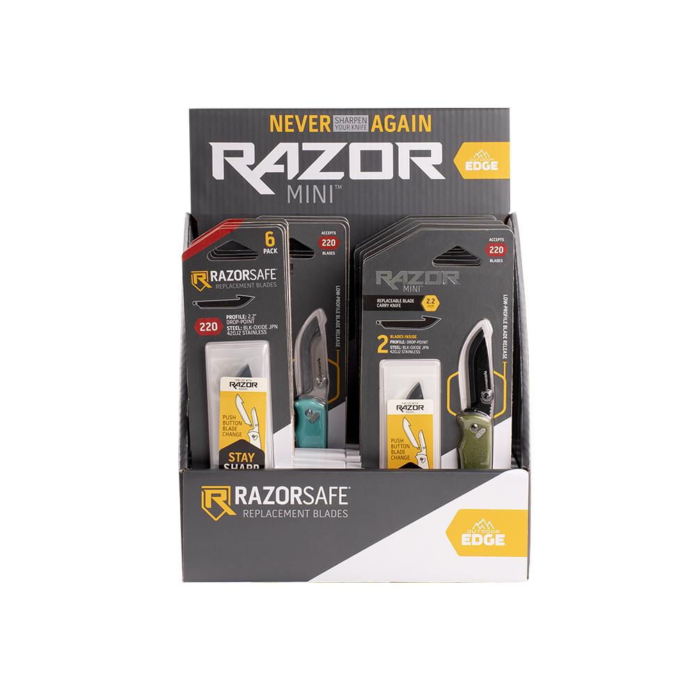 Outdoor Edge Razor Mini Display 2-1/5" PDQ Display 9/ct Picture of Outdoor Edge OUTDOOR EDGE 2.2'' RAZORMINI PDQ 9 PC KNIFE DISPLAY