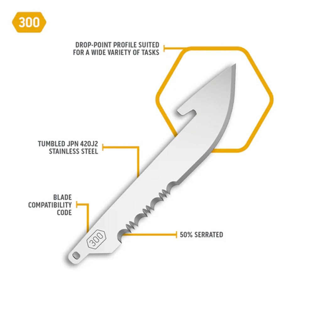 Outdoor Edge 3" Drop Point Blade Pack Half Serration Stainless 6/ct Picture of Outdoor Edge Outdoor Edge 3.0'' Drop-Point Blade Pack 50% Serr. Stainless 6 Blades