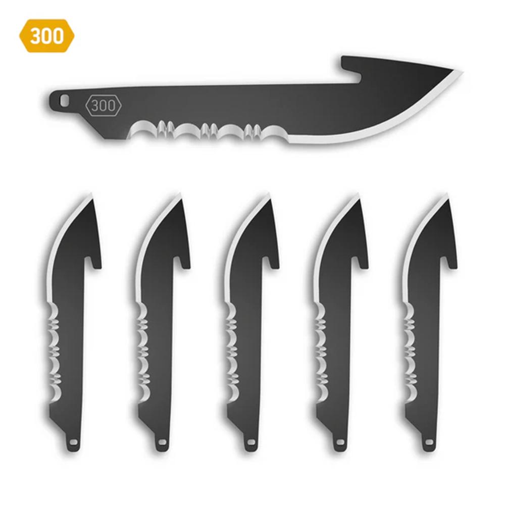 Outdoor Edge 3" Drop Point Blade Pack Half Serration Black 6/ct